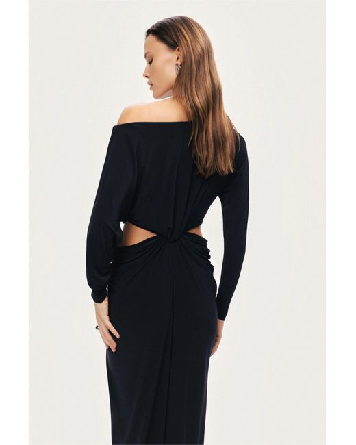 Nocturne Black One-Shoulder Cut-Out Maxi Dress