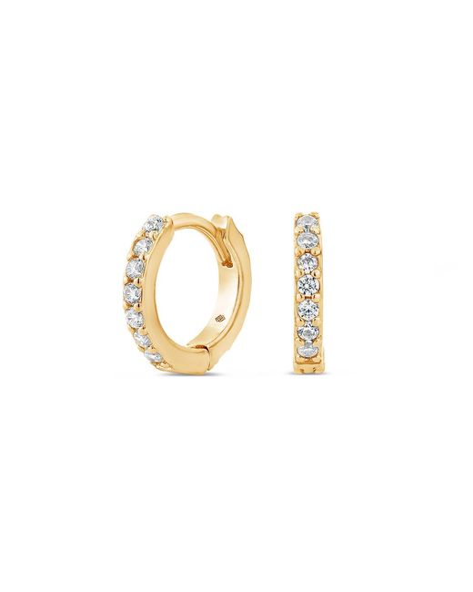 SALLY SKOUFIS Metallic Light Huggie Earrings With Made Cz Diamond Stimulant