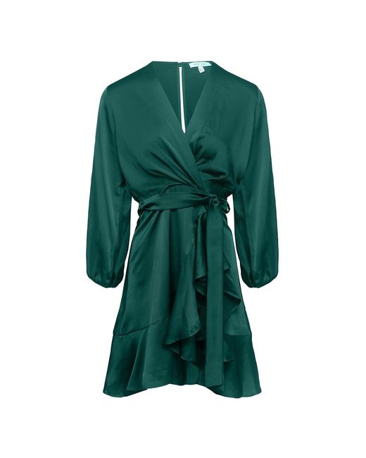 Urban Touch Green Long Sleeve Wrap Front Dress Chocolate