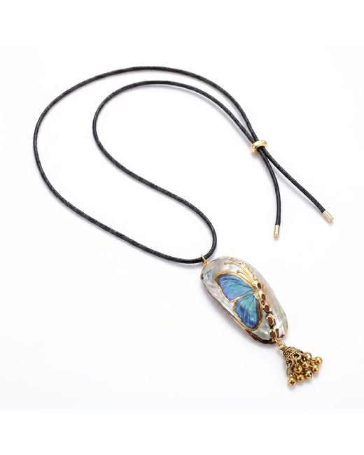 Ormiro Metallic Butterfly Shell Necklace