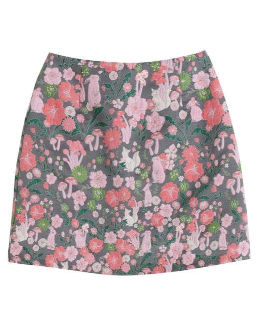 Louche Red Aubin Fairytale Jacquard Mini Skirt