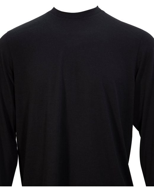 Lords of Harlech Chase Long Sleeve Merino Crew In Black for men