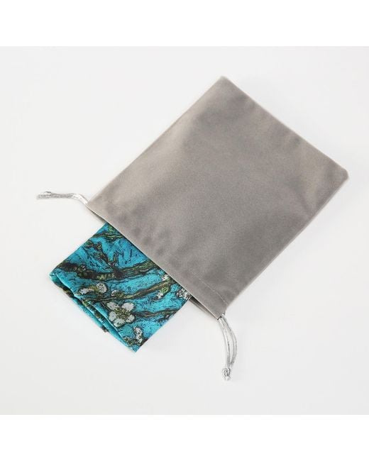 Soft Strokes Silk Blue Pure Silk Scarf Painting Almond Blossom Van Gogh Small