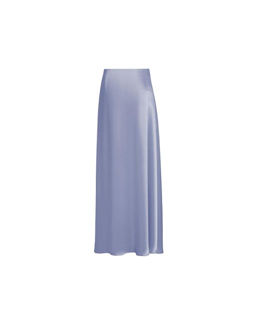 Audrey Vallens Blue Venus Satin Maxi Skirt