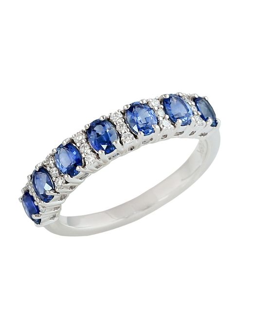 Artisan Blue 18K Oval Sapphire & Diamond Half Eternity Ring