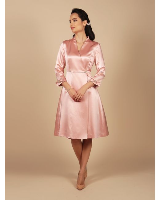 Santinni Pink Astor Silk Taffeta Dress Coat
