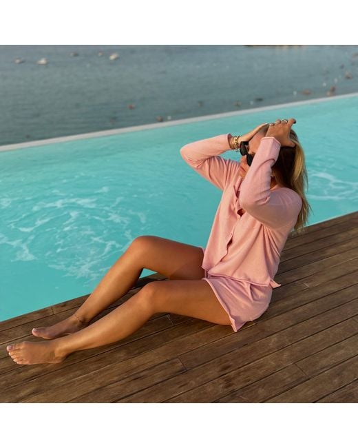 tirillm Natural Neutrals Nadine Short Cardigan With Collar And Pockets, Light Melange