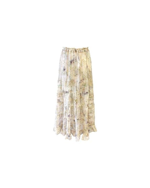 Anna Sui Natural Oasis Blooms Tiered Skirt
