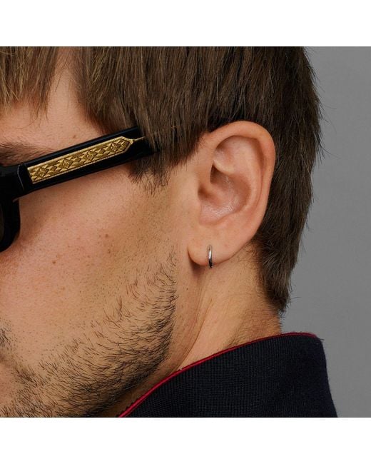 Nialaya Metallic Sterling Hoop Earrings for men