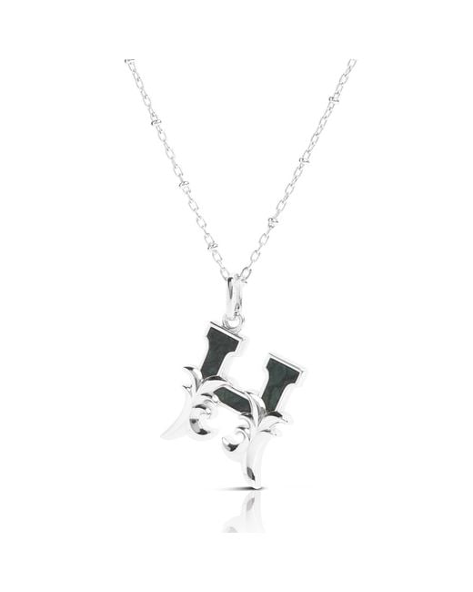 Kasun Metallic Solid H Initial Necklace With Marble