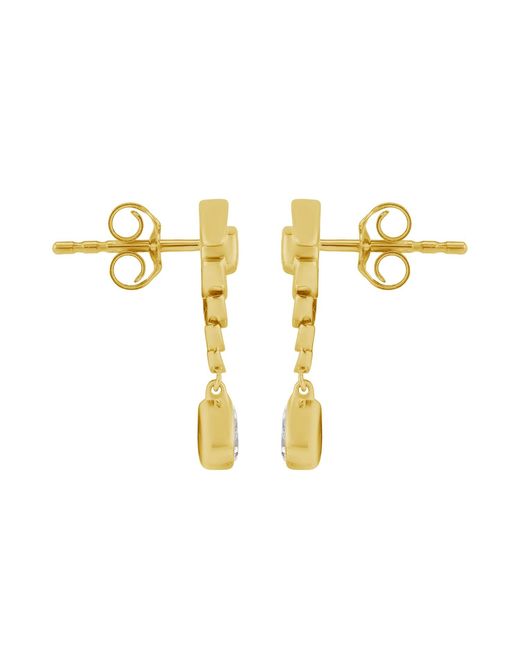 Artisan Yellow Pear Shape & Emerald Cut Diamond Drop Earrings