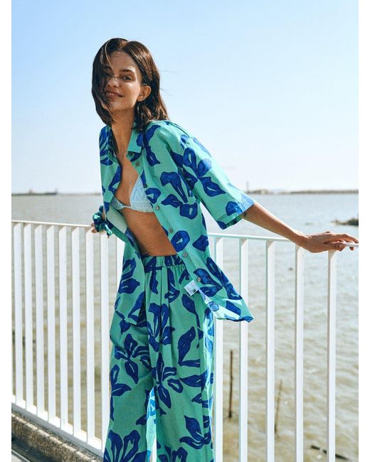 Lost Pattern Blue Tropical Bliss Oversized Shirt