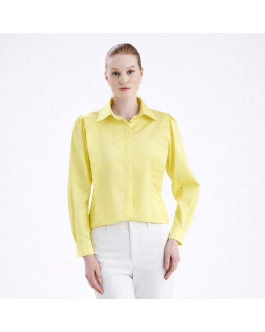 Maan Istanbul Yellow Shirt With Hidden Buttoned Flywheel Detail