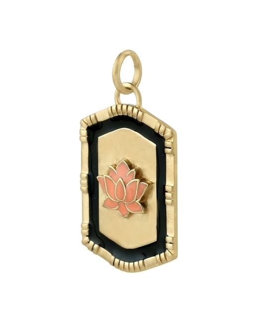 Artisan Green Solid Gold Lotus Flower Pendant