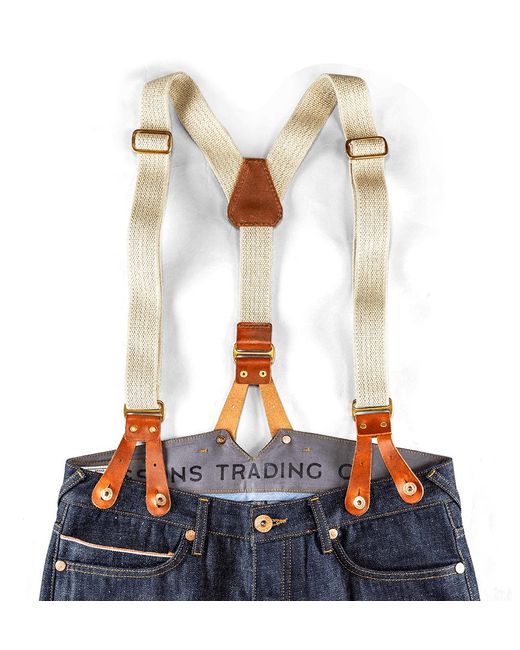 &SONS Trading Co Blue Cream Cotton Leather Braces Uk for men