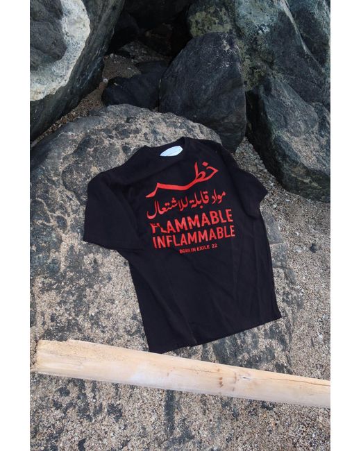 Born in Exile Black Graphic Organic Cotton T-Shirt