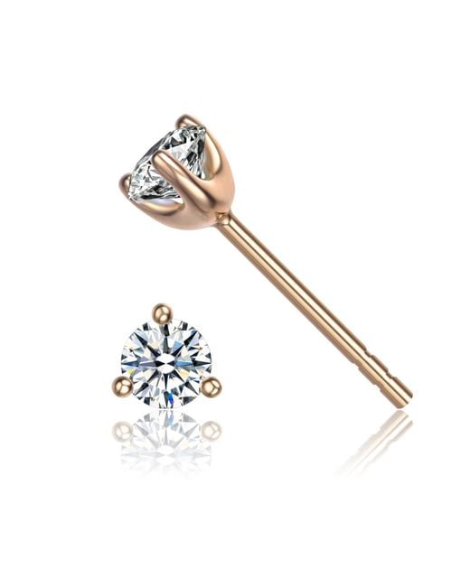 Genevive Jewelry Metallic Rose Cubic Zirconia Studs Three Prongs Martini Earrings