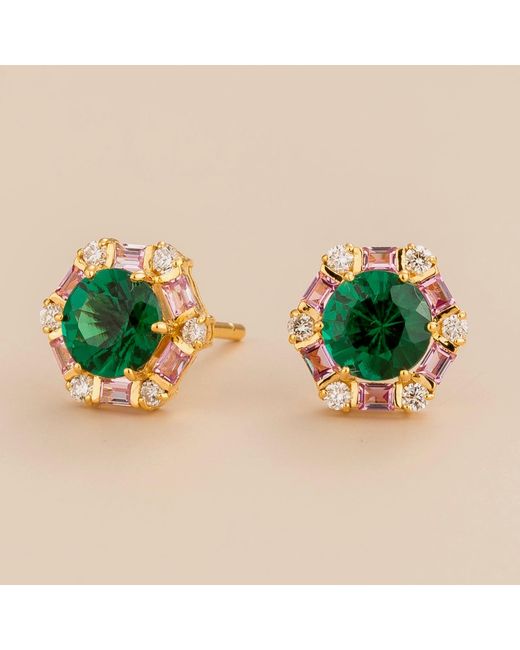 Juvetti Green Melba Earrings Emerald, Sapphire & Diamond