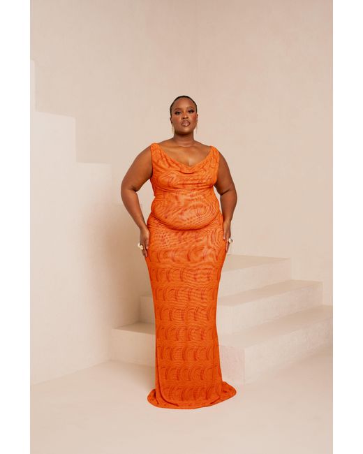 Ofuure Orange Iza Cowl Maxi Dress