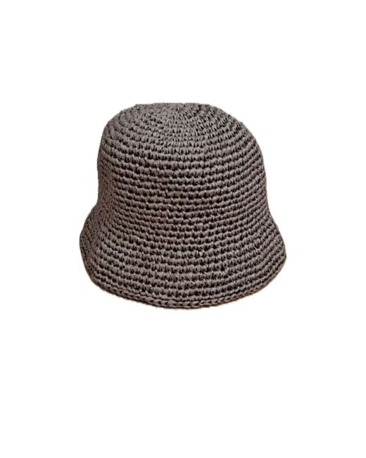 Springmoonatelier Brown Handmade Raffia Bucket Hat