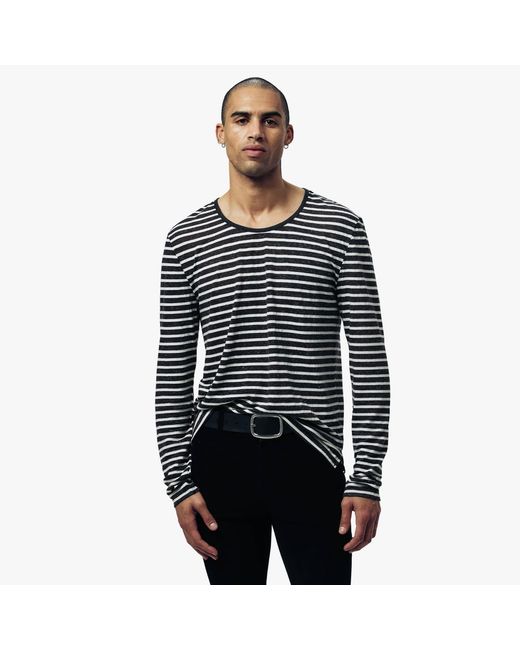 Other Uk Black Long Sleeve Stripe T-Shirt for men