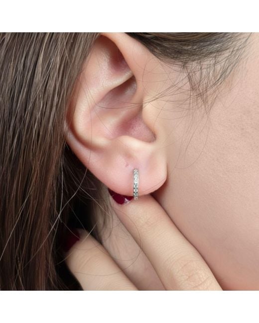 Harfi Metallic Diamond April Birthstone Small Huggie Hoops