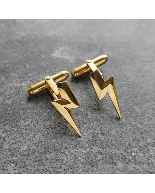 Edge Only Metallic 3D Flat Top Lightning Bolt Cufflink 18Ct Vermeil for men