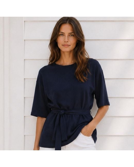 Bel Cashmere Blue Elena Top With Belt
