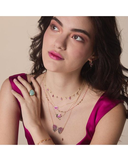 KAMARIA Metallic Opal Dove Bird Necklace With Crystals