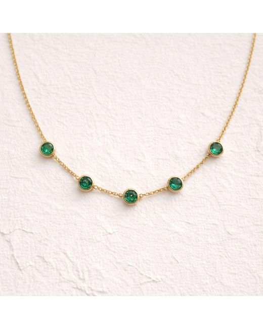 Lily Flo Jewellery Metallic Emerald Five Station Necklace