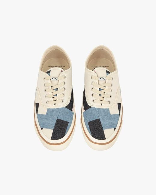 Springa | Unique Vulcanized Sneakers Italian Handmade Natural Vulca Selvagedge Denim Checked Sneakers for men