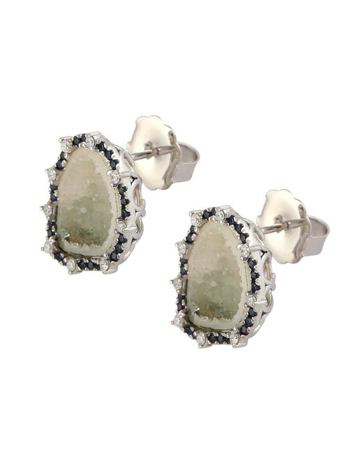 Artisan Multicolor Geode & Sapphire Diamond Earrings
