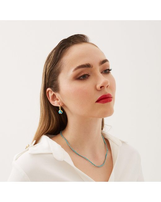 Spero London Blue Handmade Rope Braided Sterling Beaded Chain Necklace