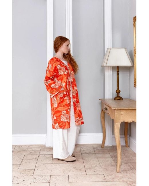 Inara Red Molokai Sunset Cotton Kimono
