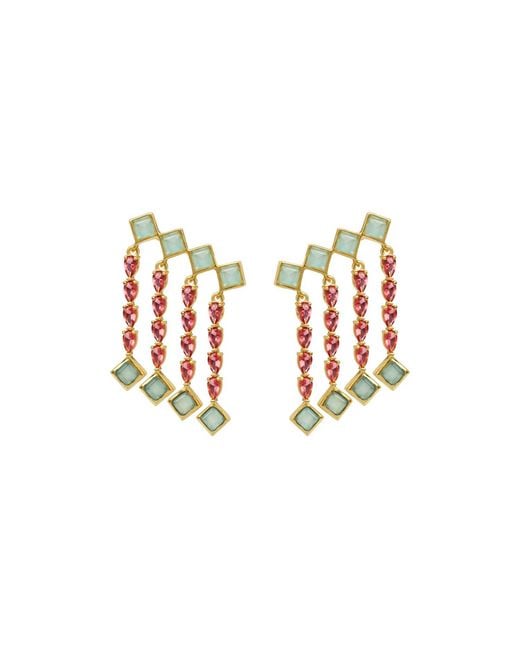 Lavani Jewels Pink Aquamarine & Rose Climbing Earrings