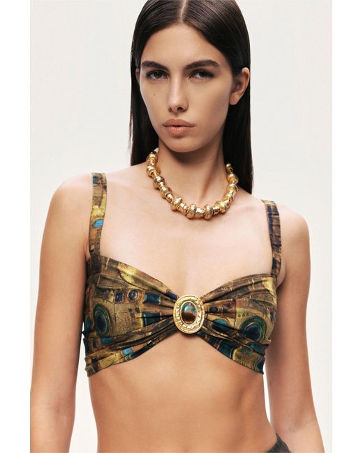 Nocturne Green Printed Ring Detail Crop Top