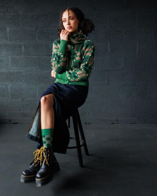 Mabli Green Carthen Neat Cotton Cardigan