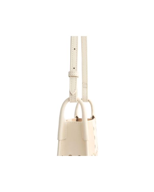 Orange Cube White Small Square Stitch Tote Bag