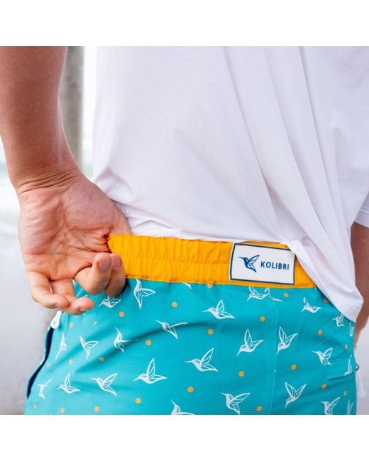 Live Kolibri Blue Luxury Swim Trunks for men