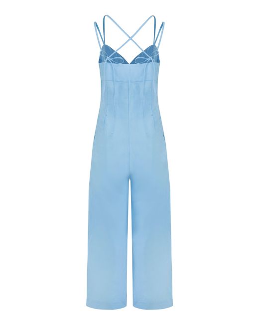 JAAF Blue Linen-blend Jumpsuit In Light