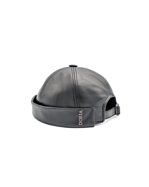 DORIA 1905 Gray Faux Leather Docker Cap for men