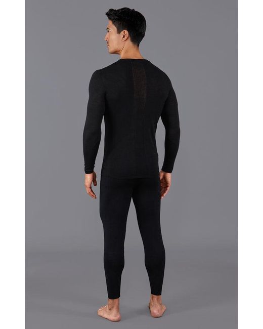 Paul James Knitwear Blue Mens Midweight Merino Activewear Base Layer Zeus Top