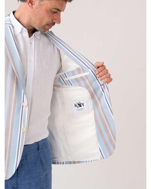Koy Clothing Blue Lamu Striped Kikoy Blazer for men