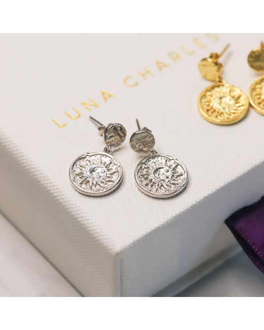 Luna Charles Metallic Aruna Sun Coin Drop Earrings