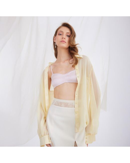 Jnsq (Je Ne Sais Quoi) Natural Chloe Semi-Sheer Silk Shirt