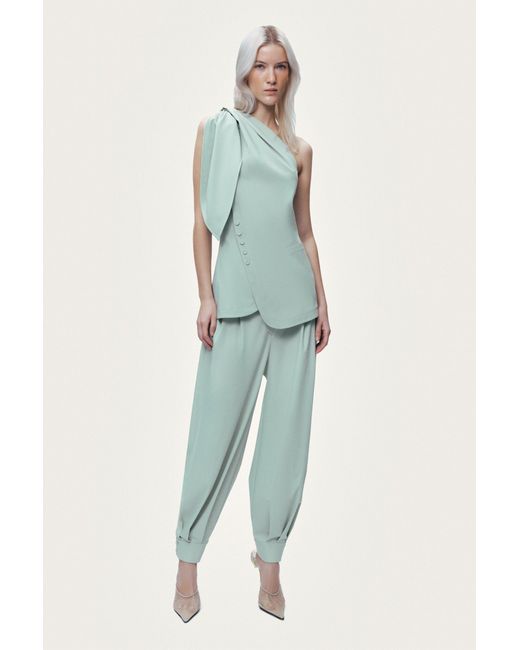 Nocturne Blue Shoulder Tie Blouse