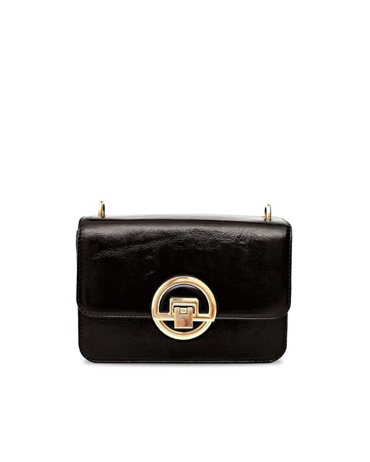Apatchy London Black The Tilly Chocolate Crinkle Patent Leather Bag