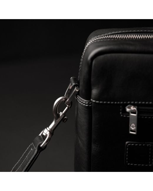 Time Resistance Black Large Leather Briefcase Laptop Bag for men