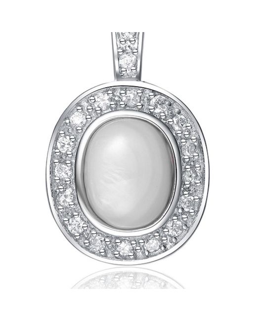 Genevive Jewelry Metallic Sterling Silver Cubic Zirconia White Stone Pendant Necklace