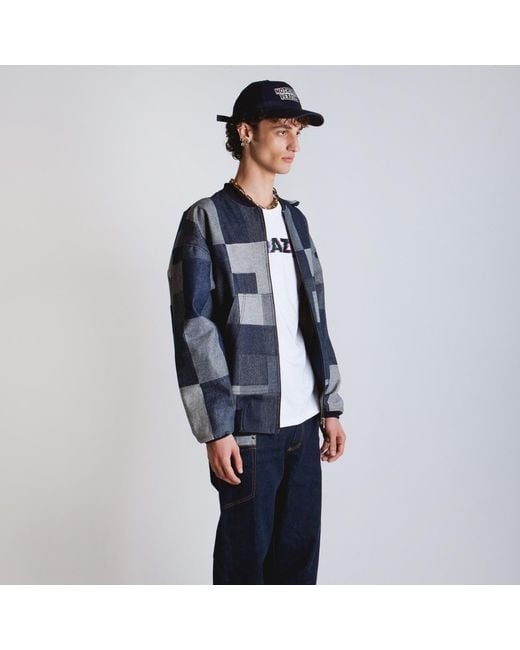 Win Out Blue Patchwork Denim Bomber for men